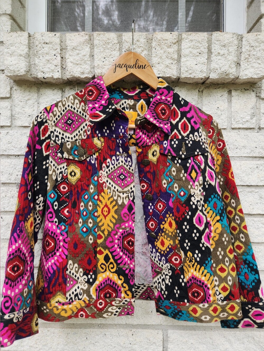 Ruby Rd. Petite Mixed Print Jacket with Yellow Label